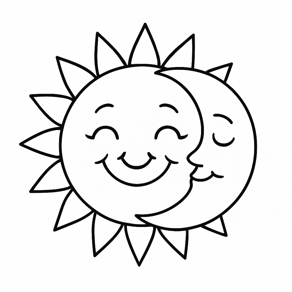 Sonne und Mond Ausmalbild