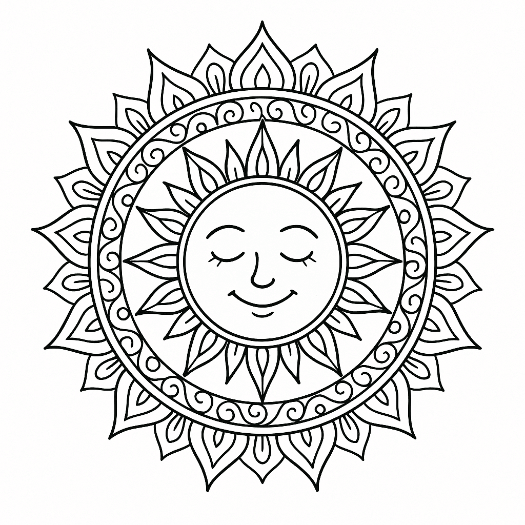 Sonnen-Mandala Ausmalbild