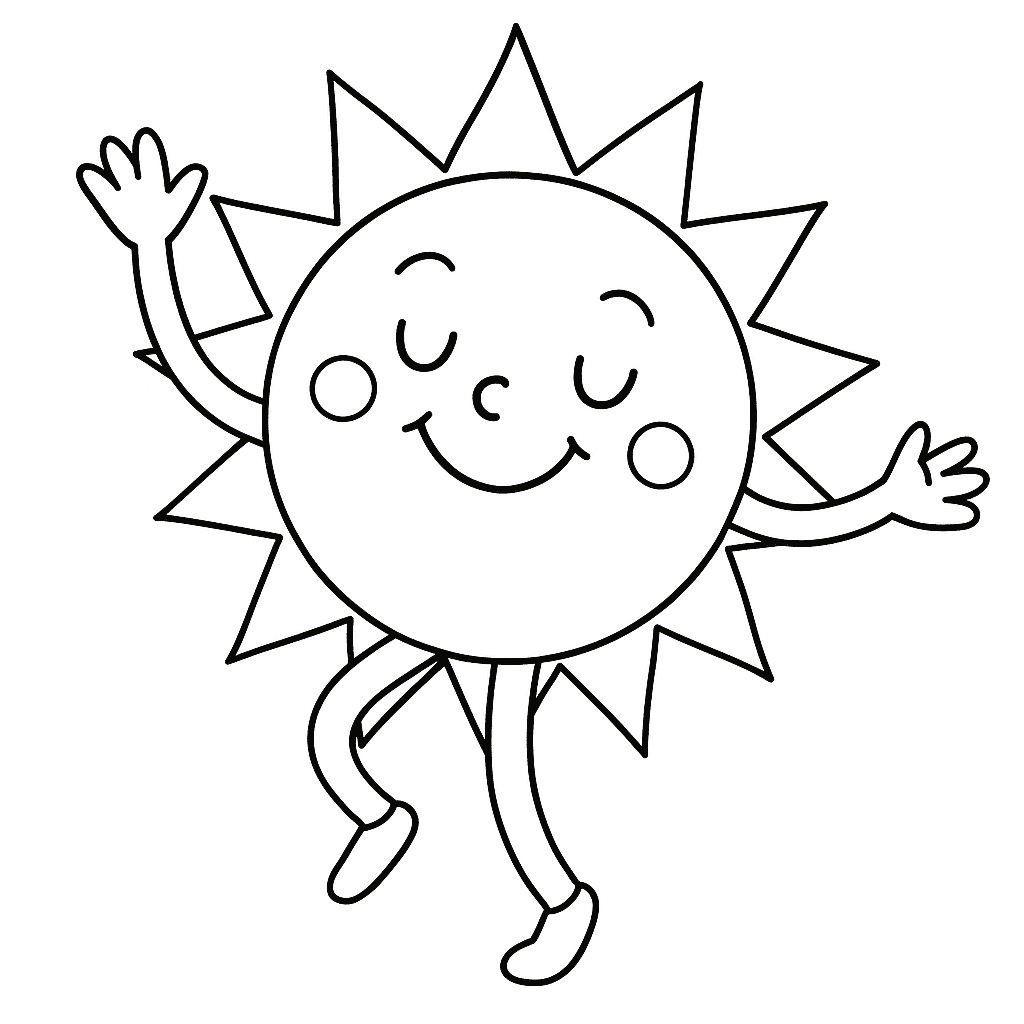 Tanzende Sonne Ausmalbild