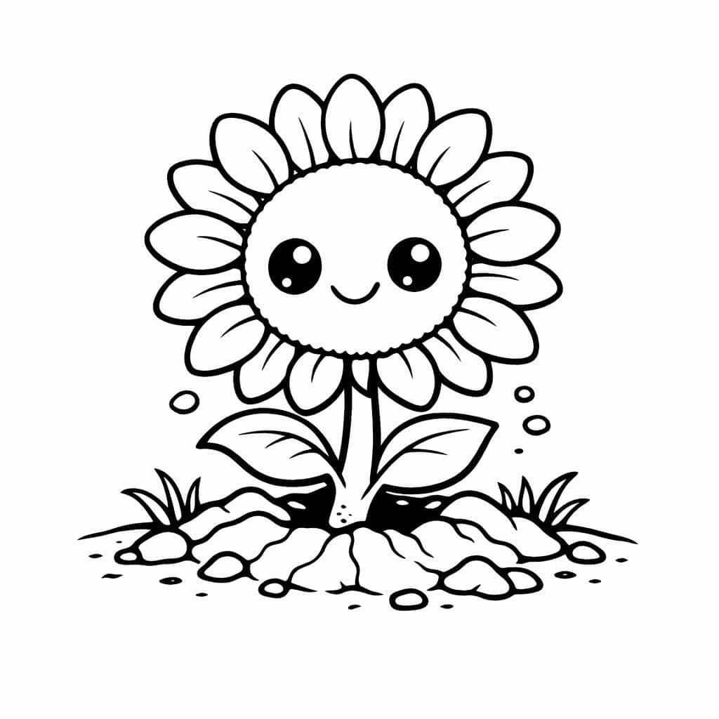 Keimende Baby-Sonnenblume Ausmalbild