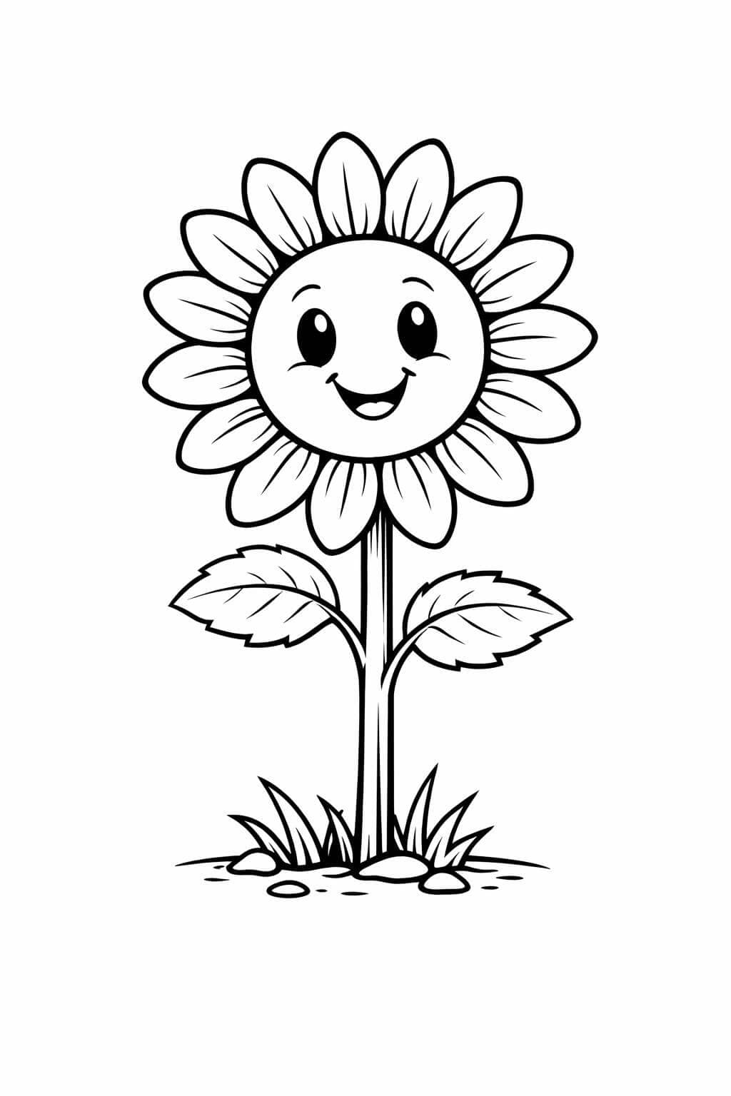 Lächelnde Sonnenblume Ausmalbild