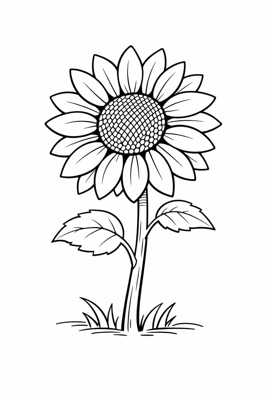 Sonnenblume mit großen Blütenblättern Ausmalbild