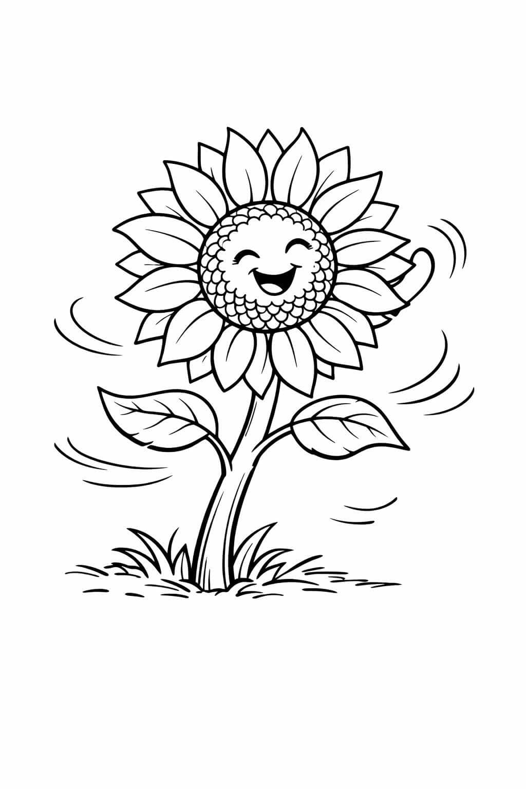 Sonnenblume tanzt im Wind Ausmalbild