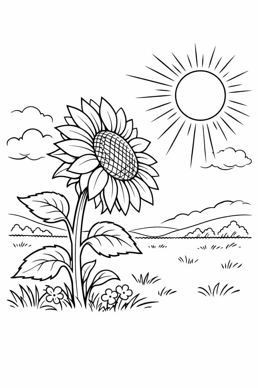Sonnenblume zur Sonne gedreht Ausmalbild