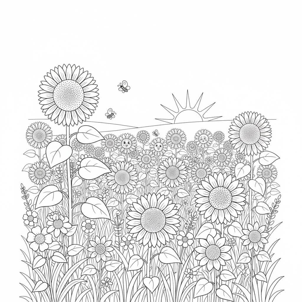Sonnenblumen Ausmalbild