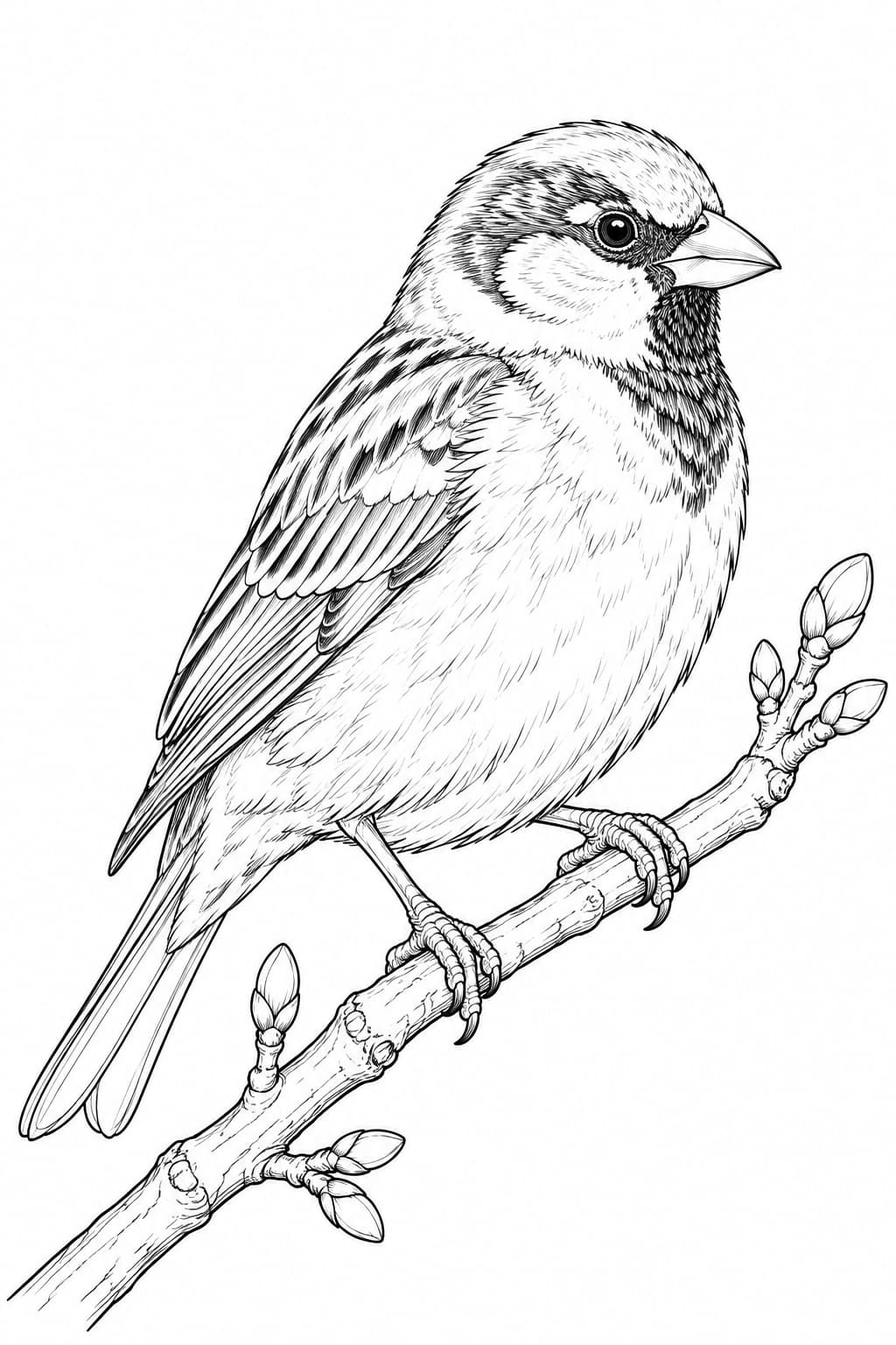 Realistischer Spatz Ausmalbild