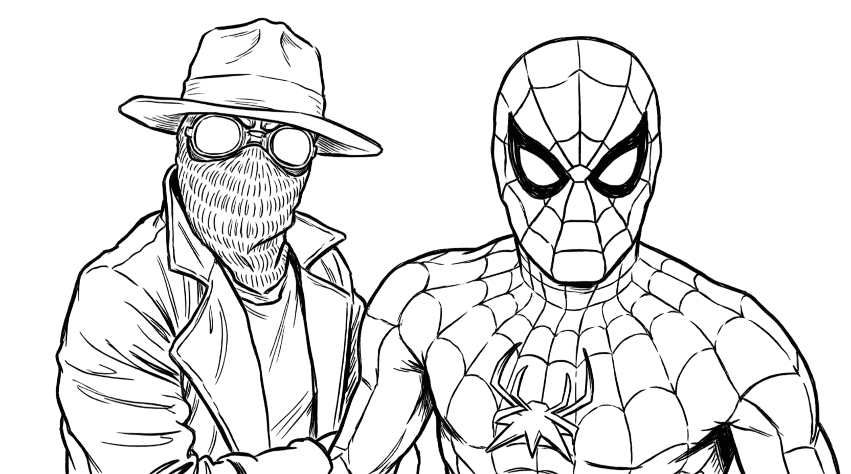 Spider-Man Noir und Spider-Man Ausmalbild