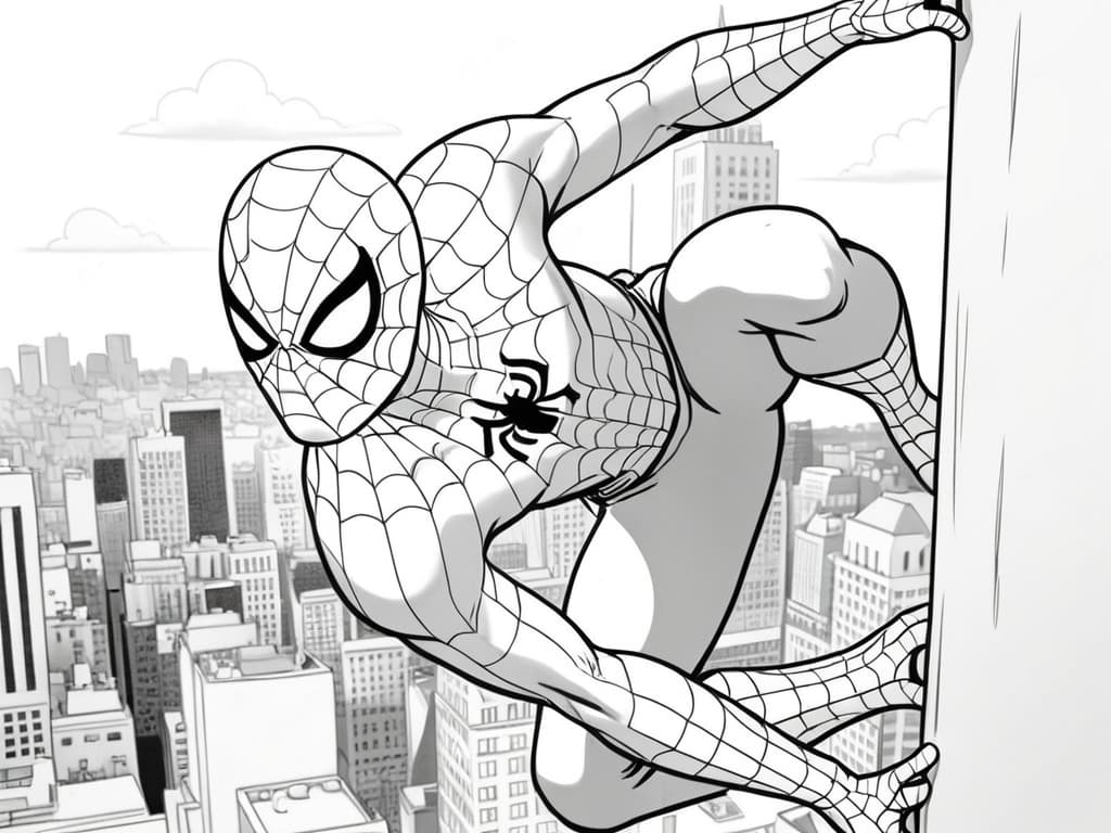 Spider-Man zwischen Wolkenkratzern