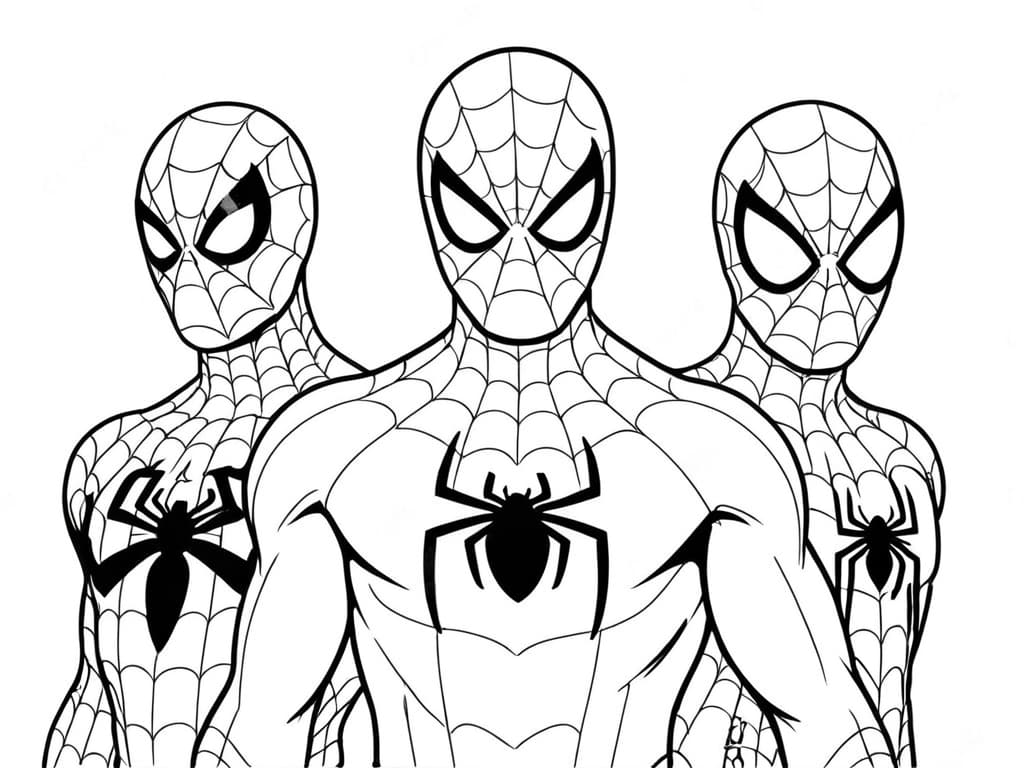 Die drei Spider-Men zum Ausmalen