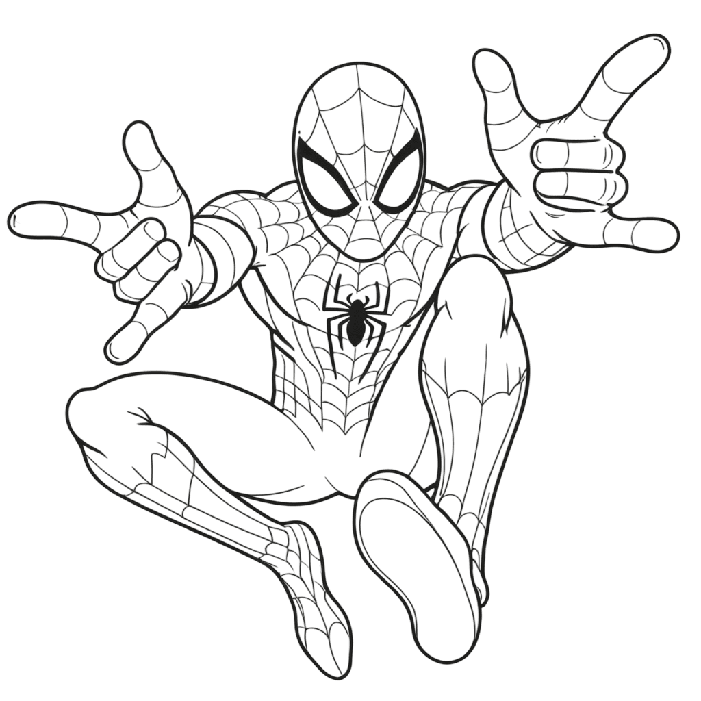 Spider-Man springt zum Ausmalen