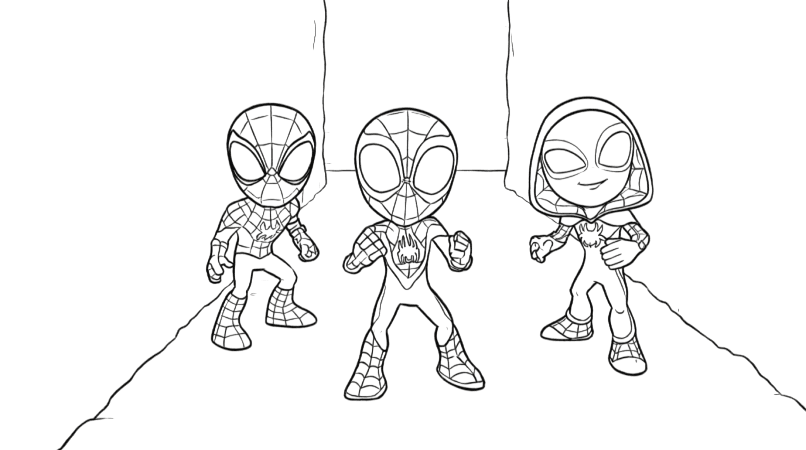 Spidey und Freunde am Strand Ausmalbild