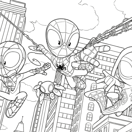 Spidey und Freunde in Aktion Ausmalbild