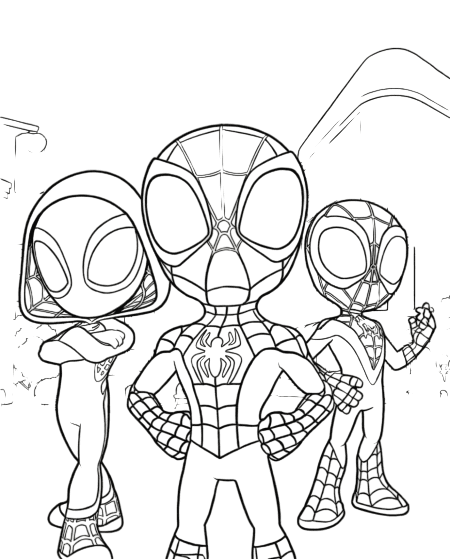 Spidey und Freunde in der Stadt Ausmalbild