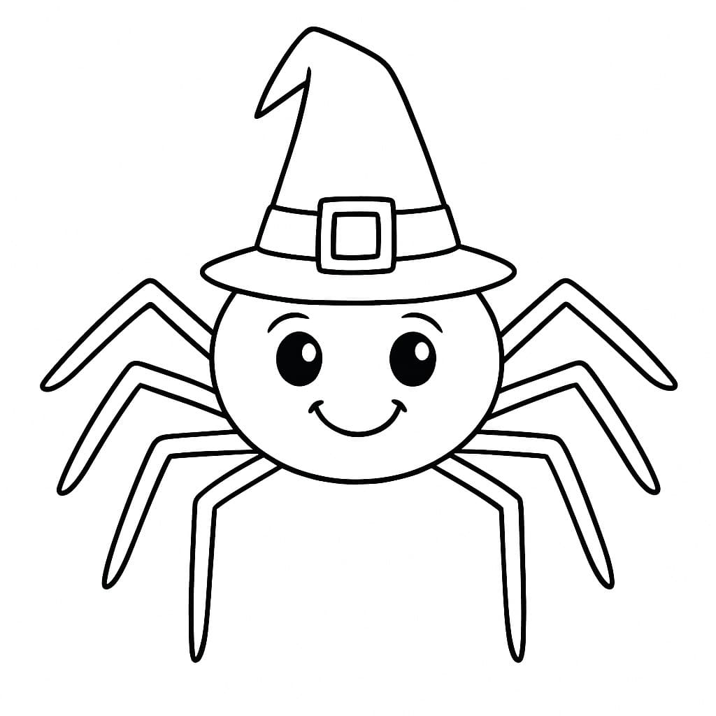 Spinne mit Hut Ausmalbild