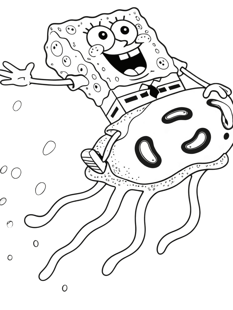 Spongebob mit Qualle Ausmalbild