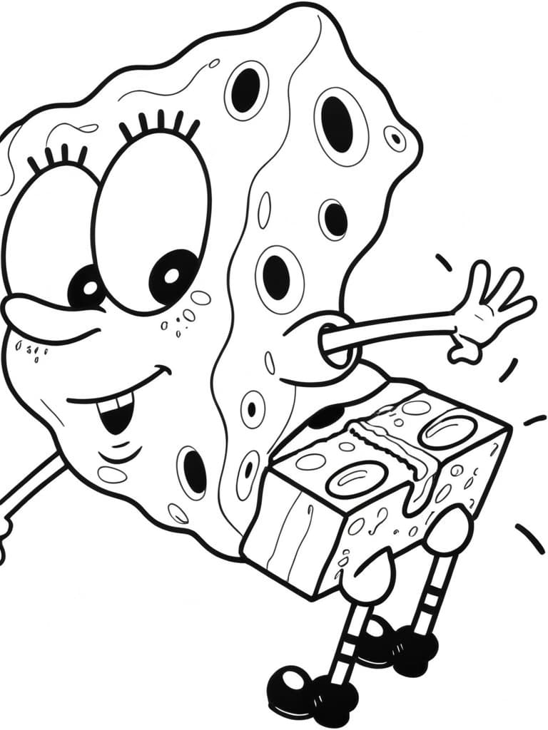 Spongebob mit zerrissener Hose Ausmalbild