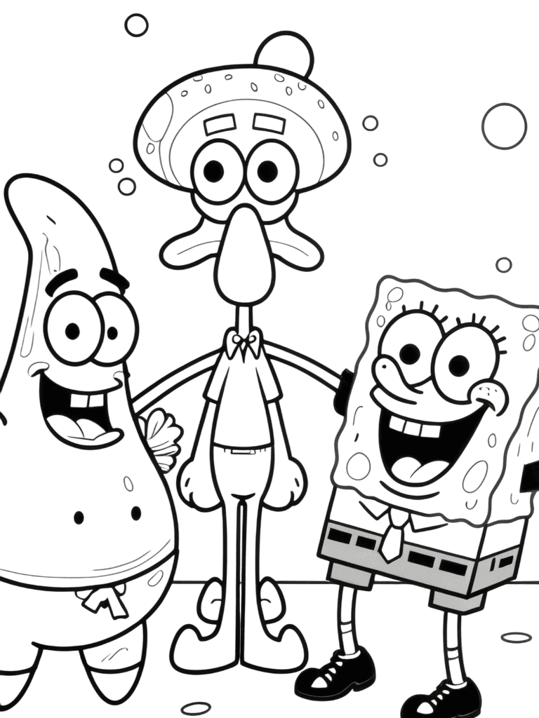 Spongebob, Patrick und Thaddäus Ausmalbild