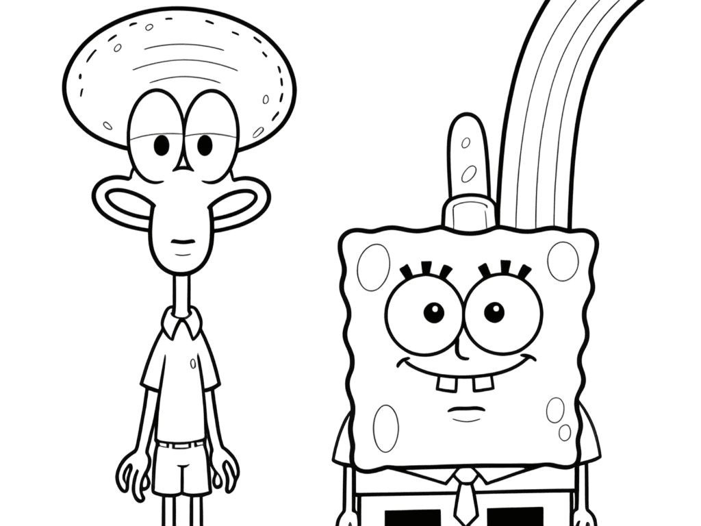 Spongebob und Thaddäus Ausmalbild