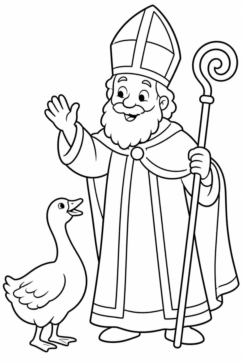 Der heilige Martin als Bischof – einfache Malvorlage für Kinder