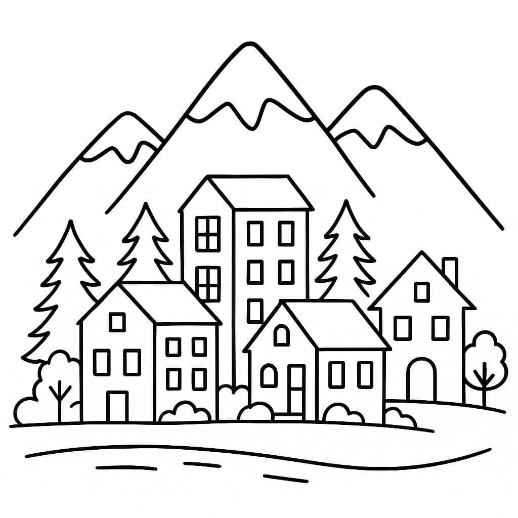 Bergstadt Ausmalbild
