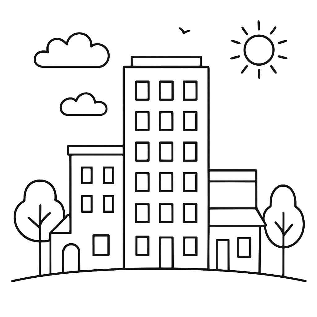 Einfache Stadt Ausmalbild