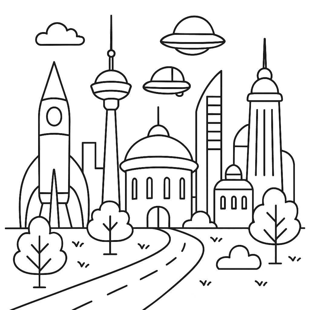 Zukunftsstadt Ausmalbild
