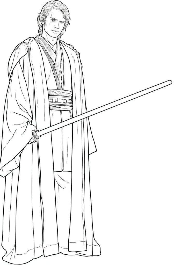 Anakin Skywalker als Jedi – Star Wars Malvorlage zum Ausmalen