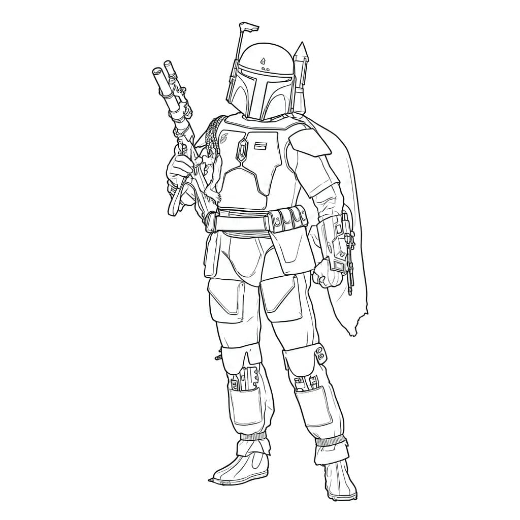 Boba Fett als Kopfgeldjäger – Star Wars Malvorlage zum Ausmalen