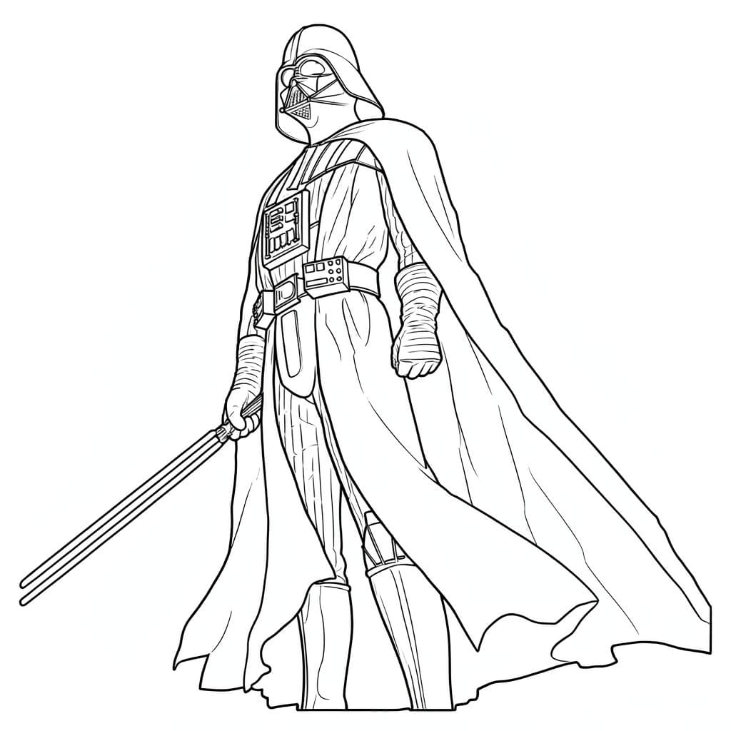 Darth Vader mit Lichtschwert – Star Wars Malvorlage zum Ausmalen