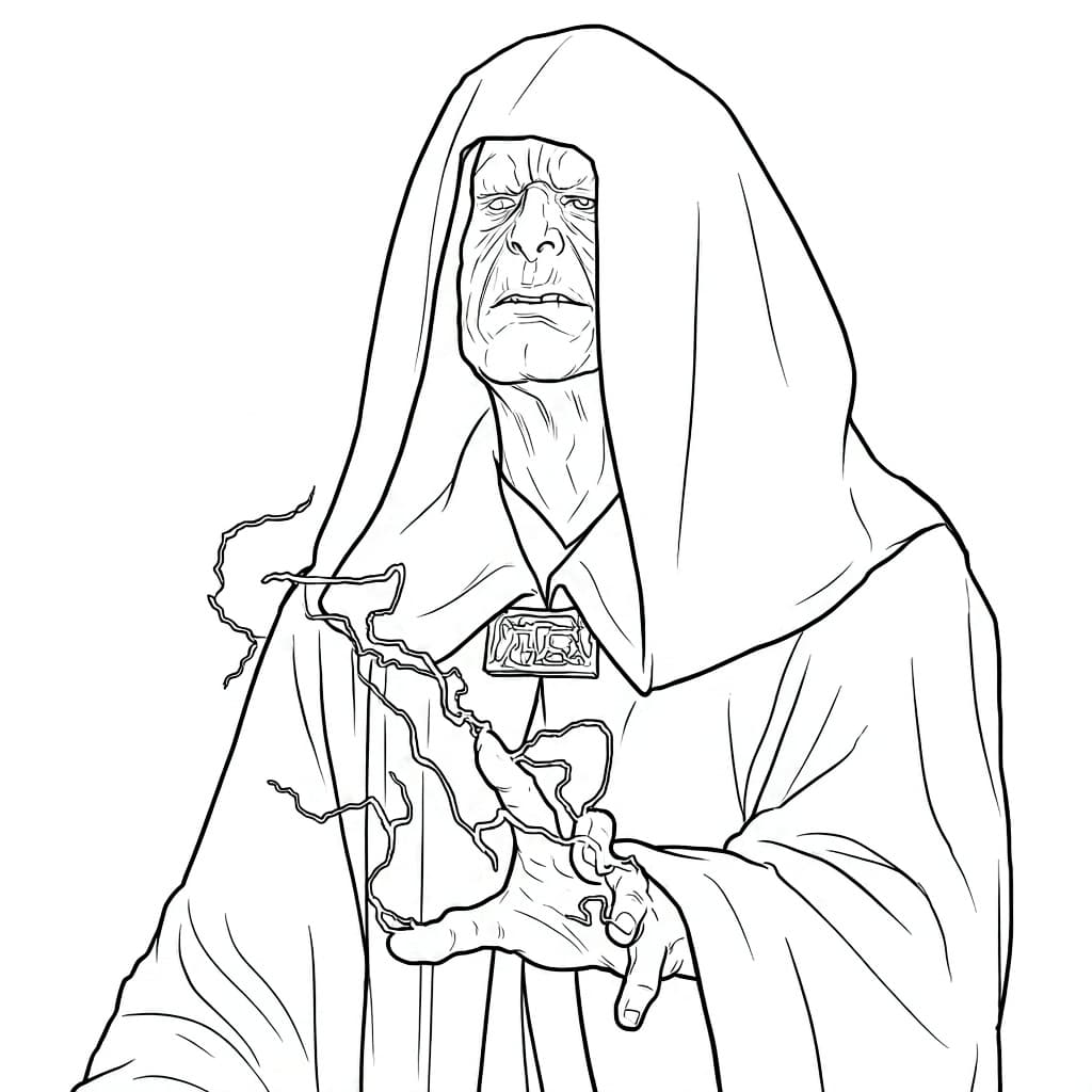 Imperator Palpatine mit Blitzen – Star Wars Malvorlage zum Ausmalen