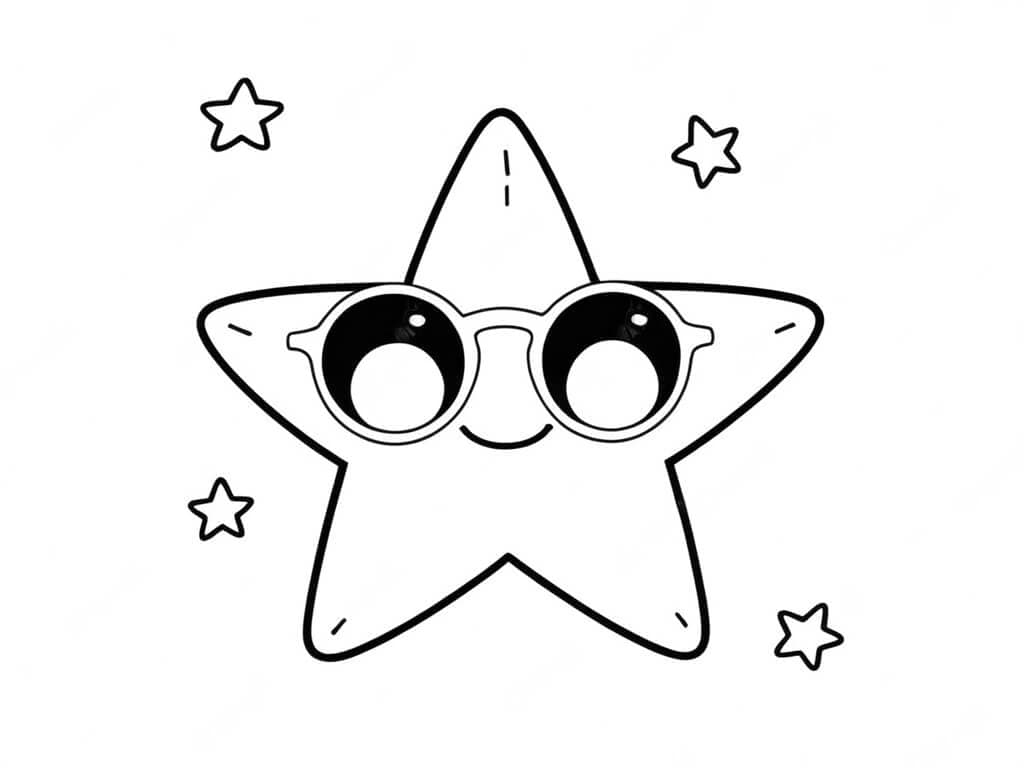 Stern mit Sonnenbrille Ausmalbild