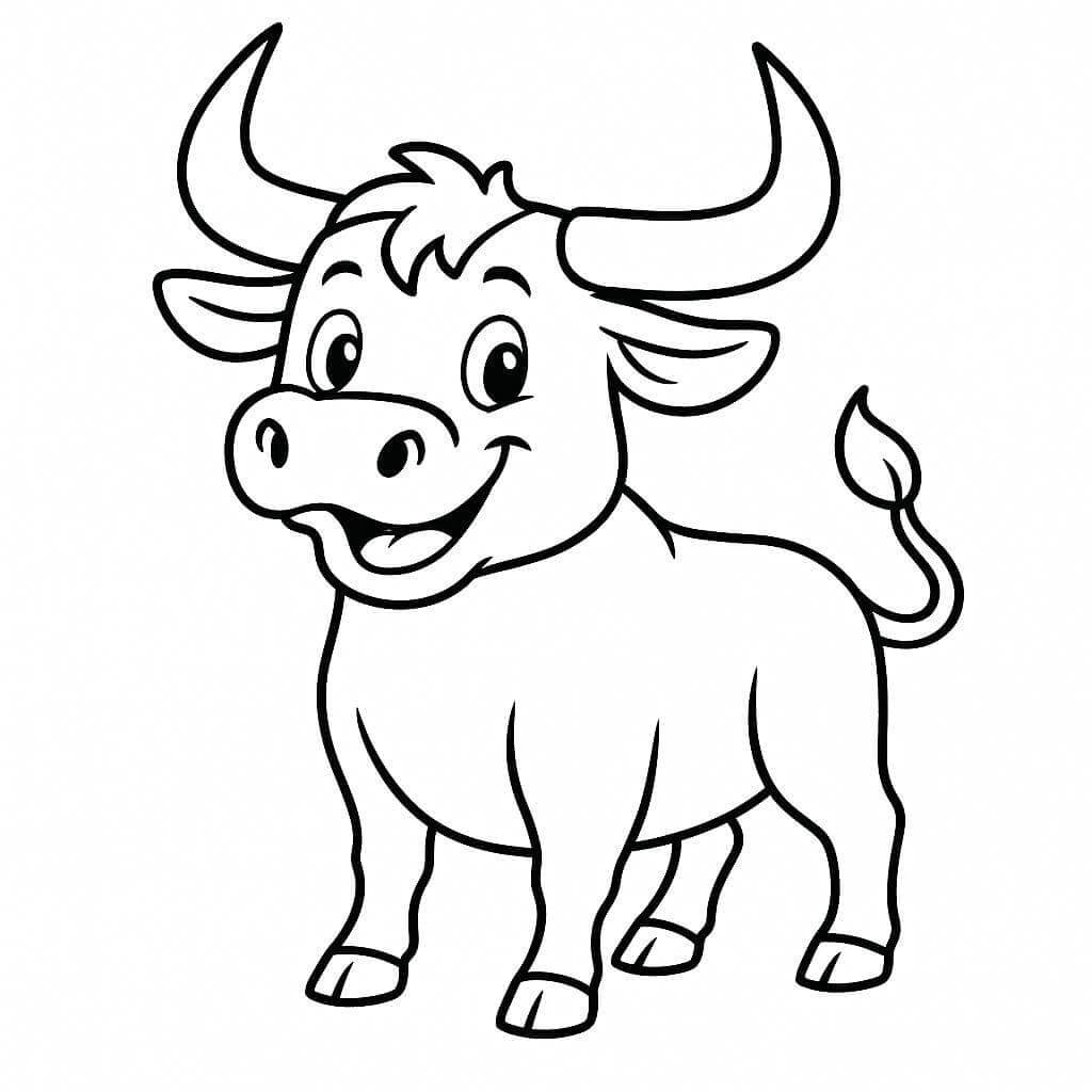 Lächelnder Stier Ausmalbild