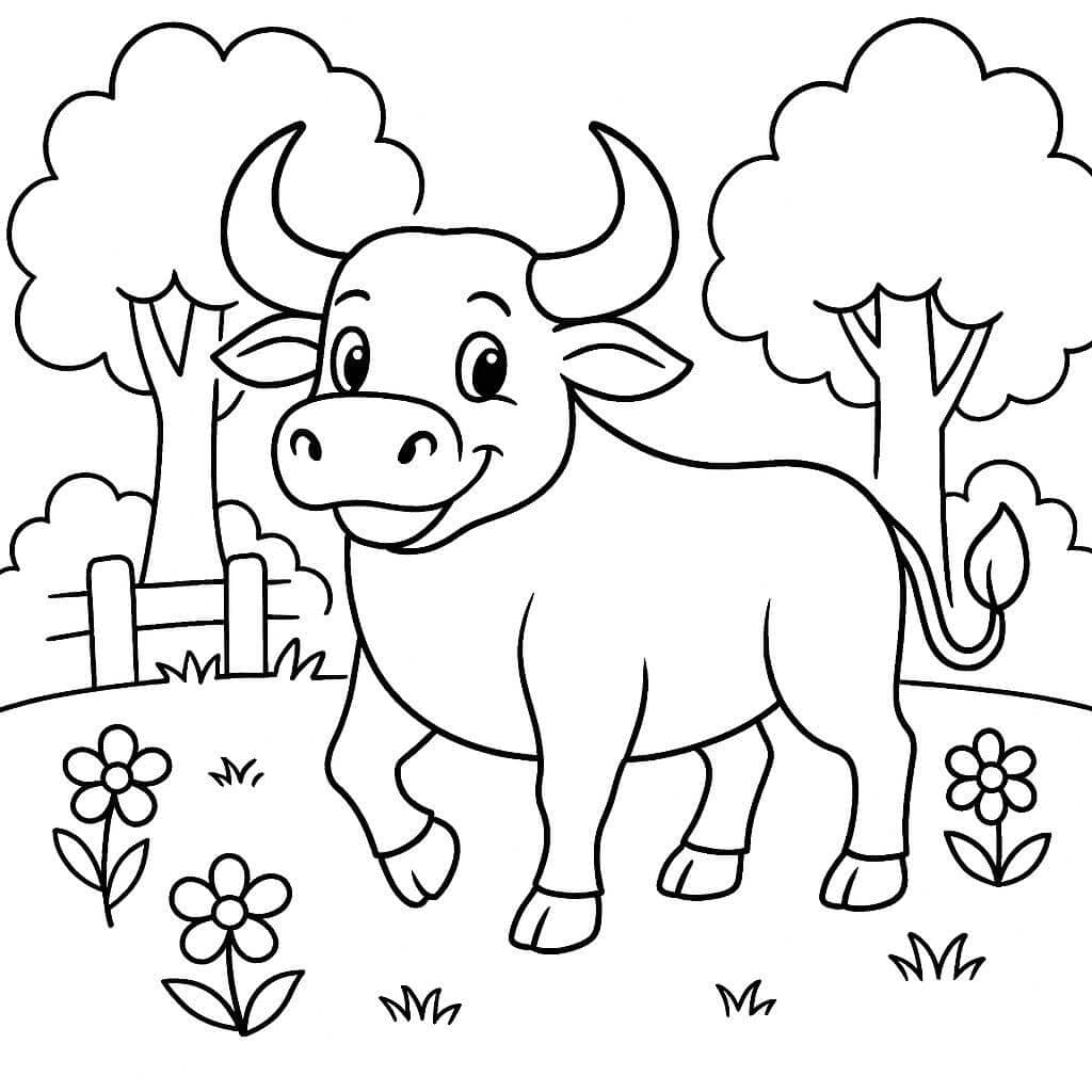 Stier im Wald Ausmalbild