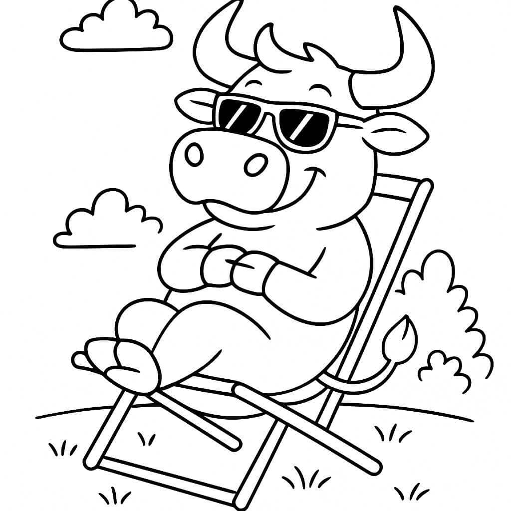 Stier mit Brille Ausmalbild