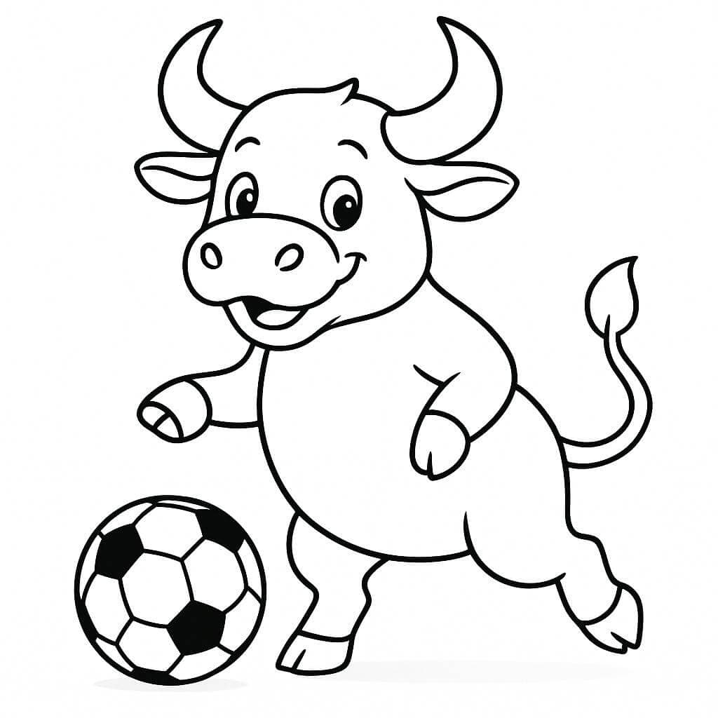 Stier spielt Fußball Ausmalbild