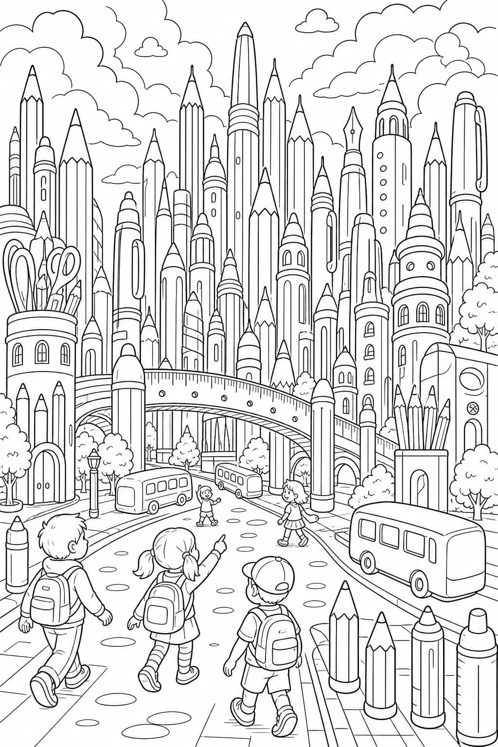 Stifte-Stadt Ausmalbild