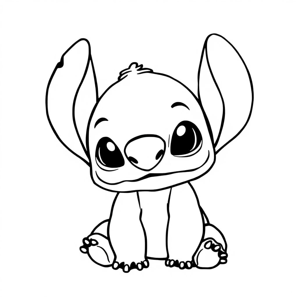 Stitch sitzt zum Ausmalen