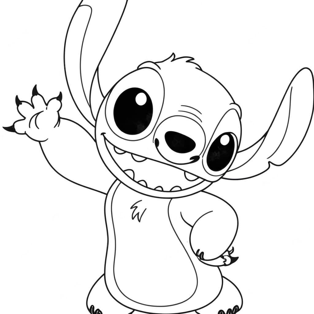 Stitch winkt zum Ausmalen