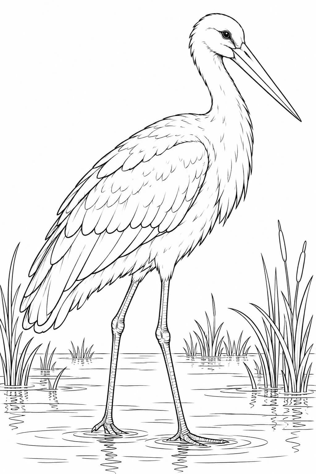 Realistischer Storch Ausmalbild