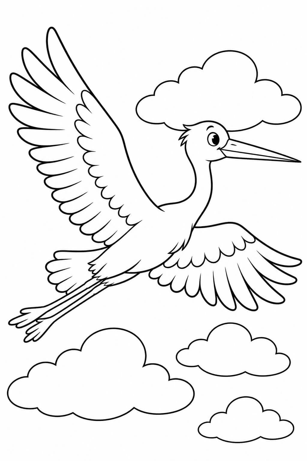 Storch im Flug Ausmalbild