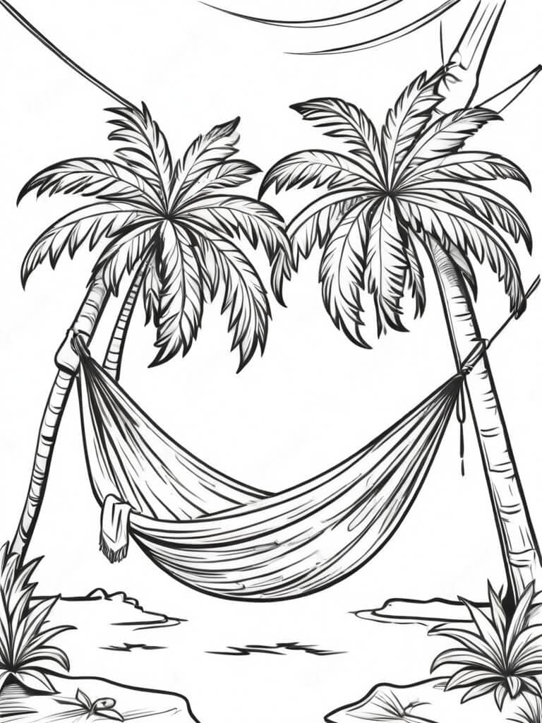 Fischernetz am Strand Ausmalbild