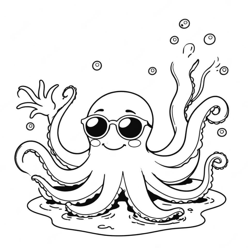 Krake am Strand Ausmalbild