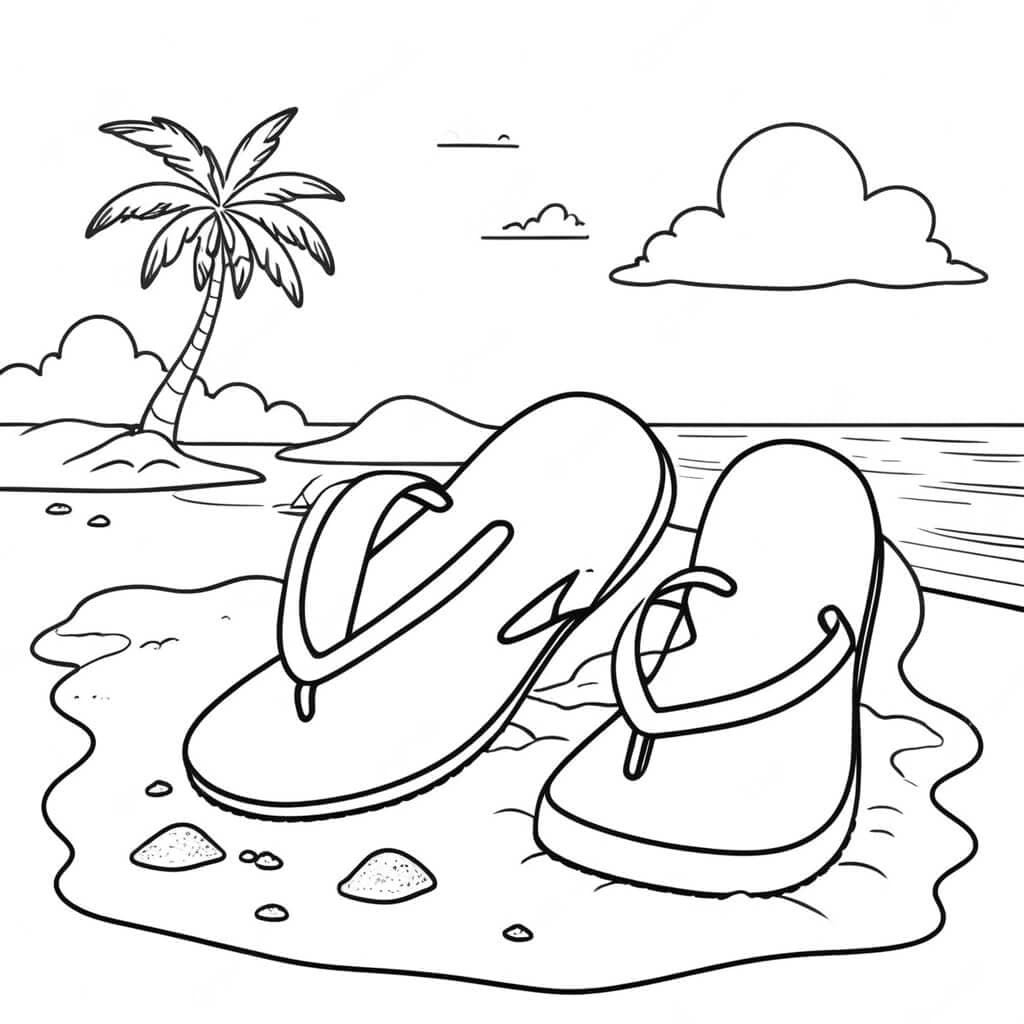 Strand-Sandalen Ausmalbild