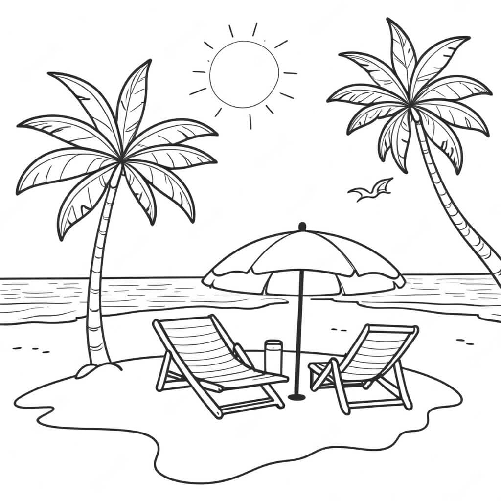 Strand-Sonnenschirm Ausmalbild