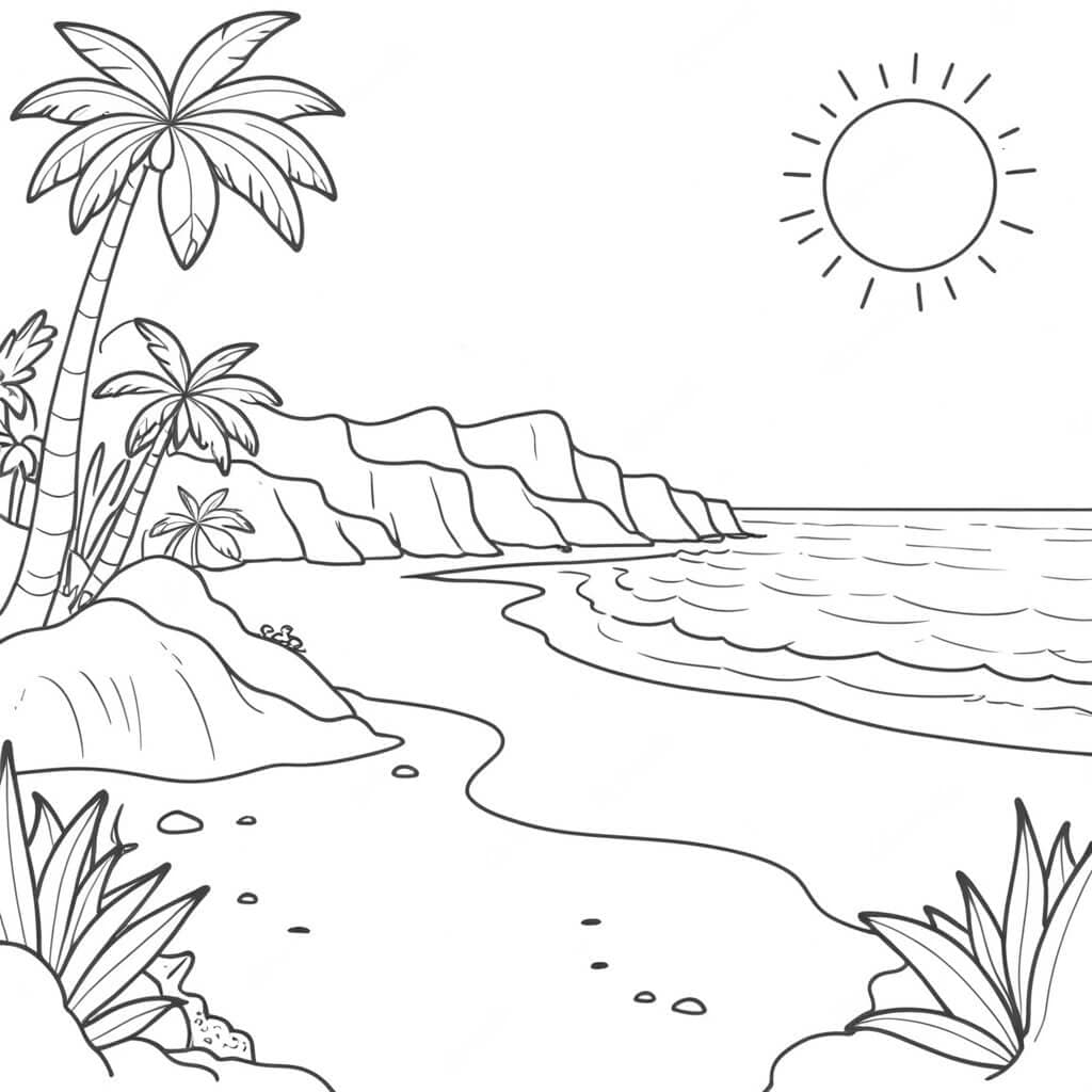 Strandszene Ausmalbild