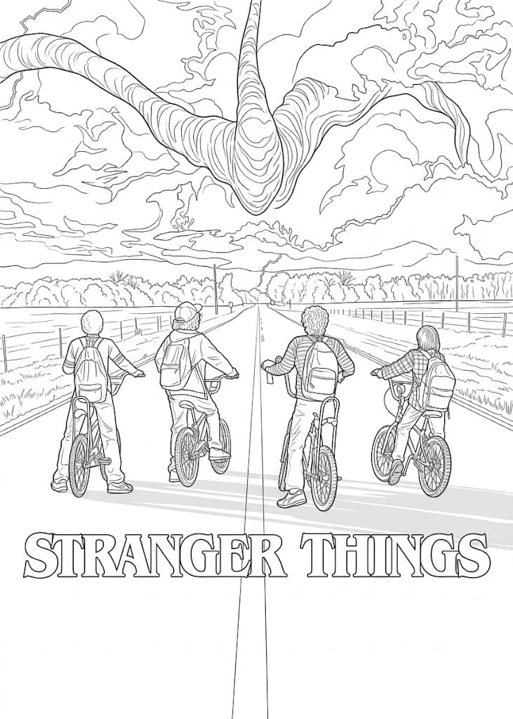 Stranger Things Fahrrad Ausmalbild