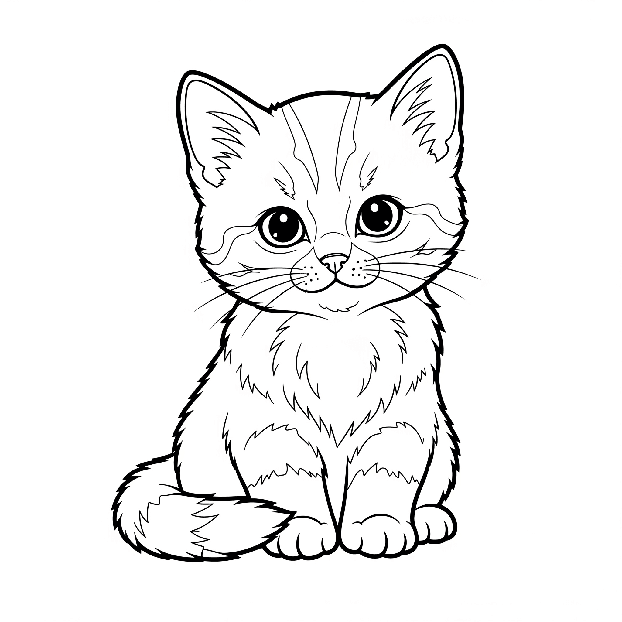 Süße flauschige Katze Ausmalbild