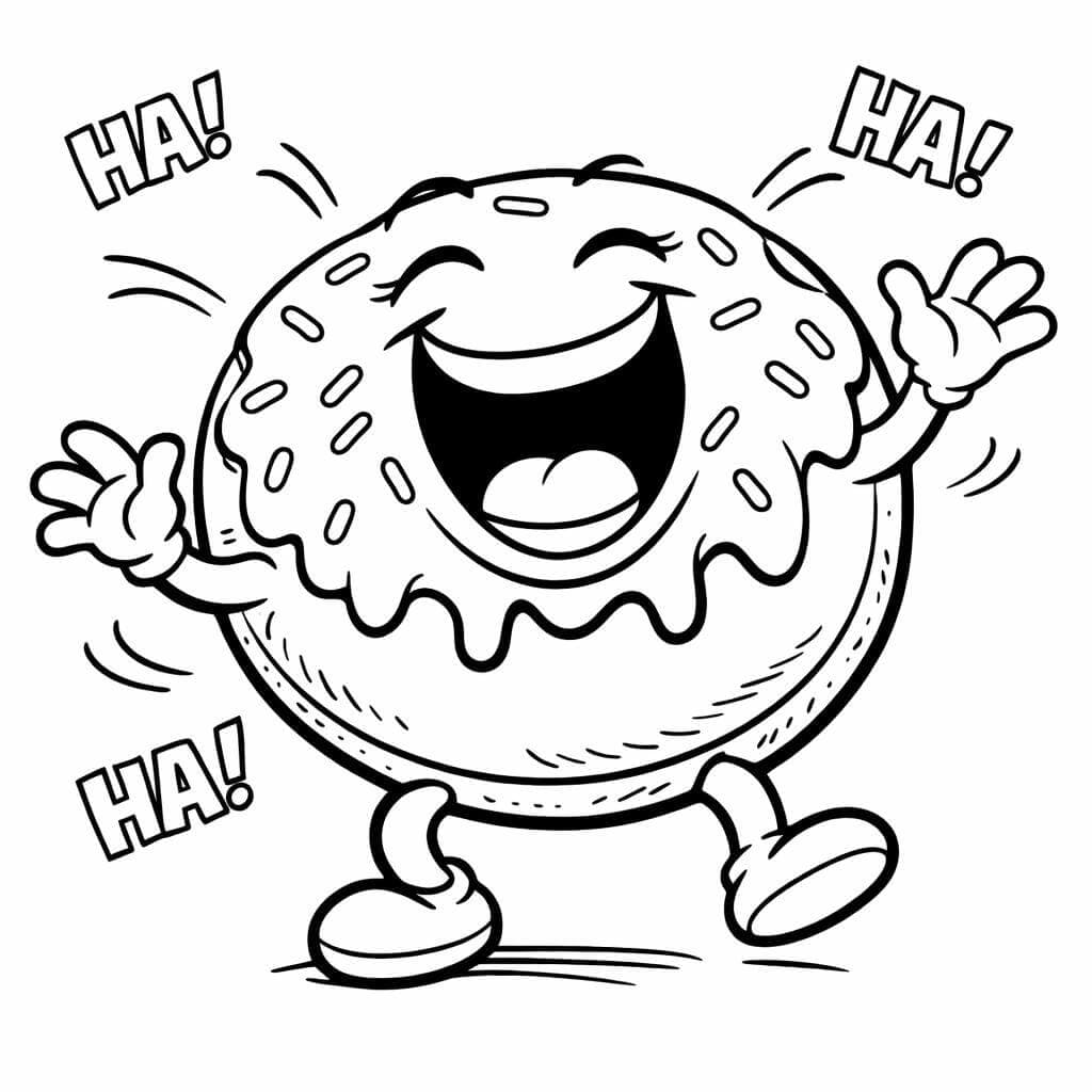 Süßer lachender Donut Ausmalbild