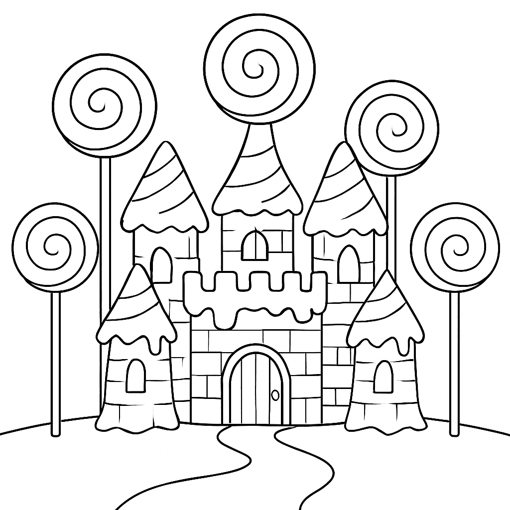 Süßigkeiten-Schloss Ausmalbild