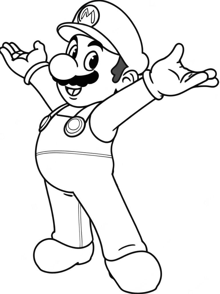 Glücklicher Super Mario zum Ausmalen
